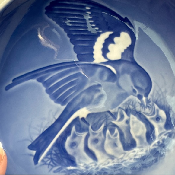 Bing & Grondahl Plate Sparrow With Hatchlings Mother's Day 1970 Mors Dag Denmark - Picture 3 of 8